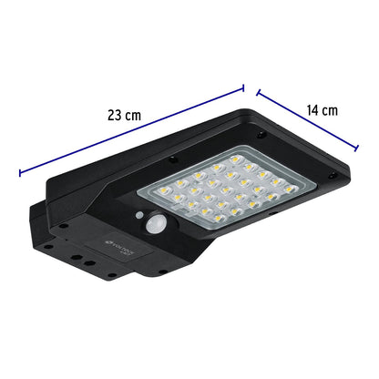 Volteck SUB-900L, Luminario suburbano LED 4 W con panel solar, luz blanca fría 6500K, IP 65, color negro