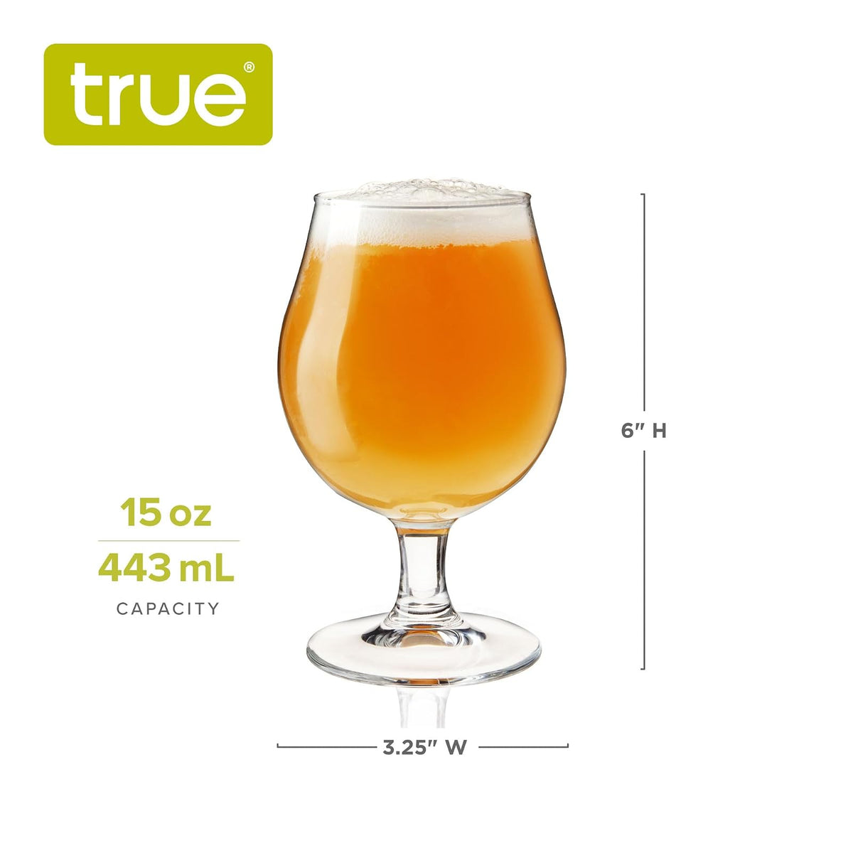TRUE - Vasos de cerveza de tulipán, juego de vasos de 15 onzas para despedida de soltero, fiesta de acogida, cristalería, IPA Ale Pilsner belga, juego de 4 vasos de cerveza