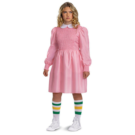 Disguise Eleven - Disfraz de vestido rosa para niños, disfraz oficial de Stranger Things (talla L (10-12)