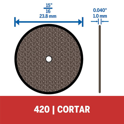 Dremel 420 Disco de Corte 15/16 Pulgadas para Metales, 20 Piezas