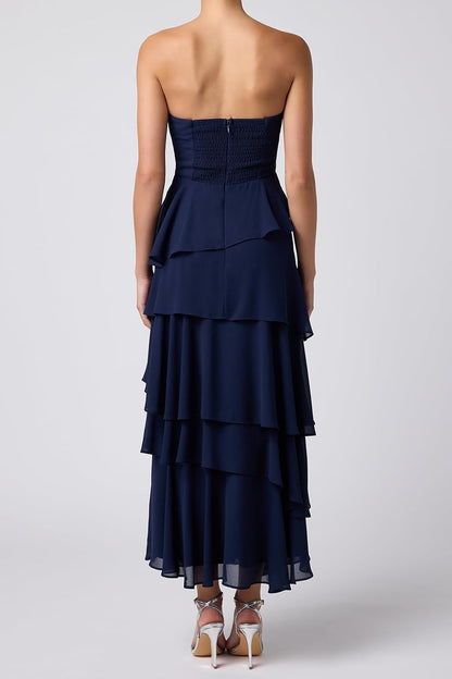 Lulus Jovie Strapless Tiered Midi Dress Vestido para ocasión Especial Mujer