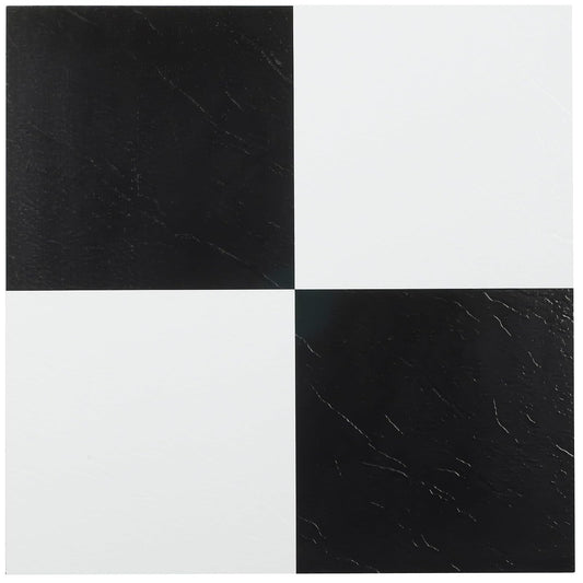 Sterling - Azulejos autoadhesivos de Vinilo de 12 Pulgadas, 20 Azulejos, 12 x 12 Pulgadas, patrón Blanco y Negro, despegar y Pegar, Suelos de Bricolaje para Cocina, Comedor, dormitorios y baños por