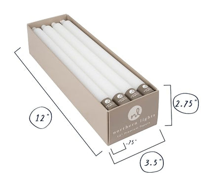 Northern Lights Candles Nlc Premium Tapers 12 Unidades, Blanco Puro, 12 Pulgadas