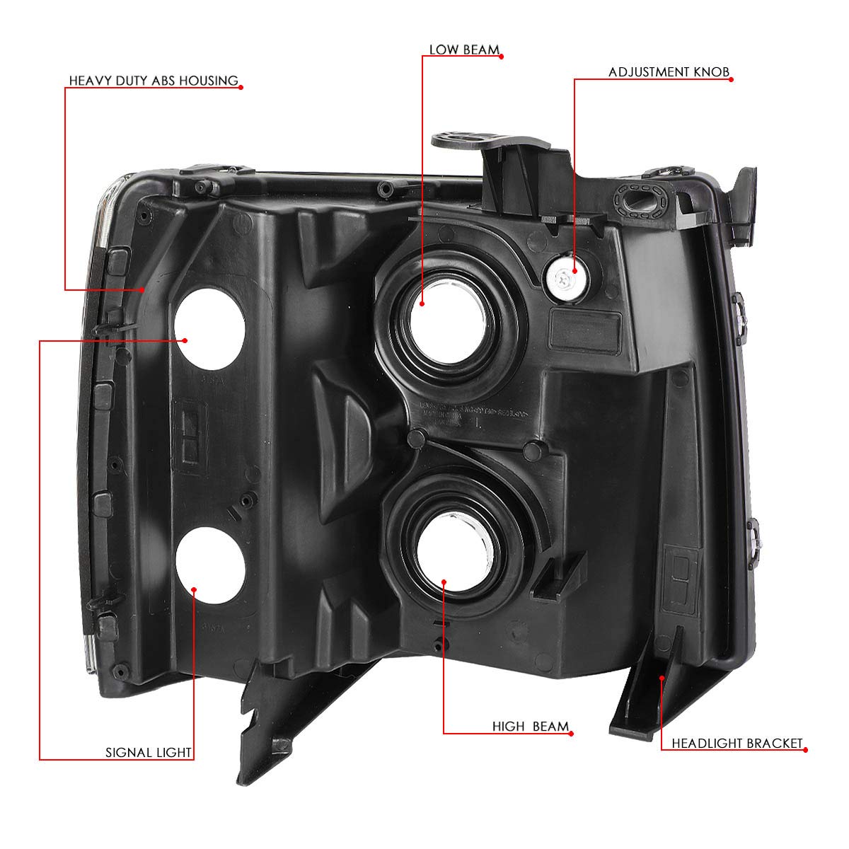 DNA Motoring Par de Faros Delanteros Cromados/Ámbar, HL-OH-CSIL07-CH-AM [compatible con Silverado 1500 07-14/2500 HD 3500]