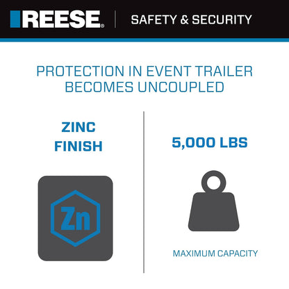 Reese Towpower Cadena de Seguridad de 72 Pulgadas, Capacidad 5000 Libras, Plateado Metálico
