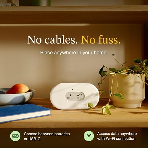 Airthings 2960 View Plus - Monitor de Calidad de Aire y radón Alimentado por batería (PM, CO2, VOC, Humedad, Temperatura, presión)