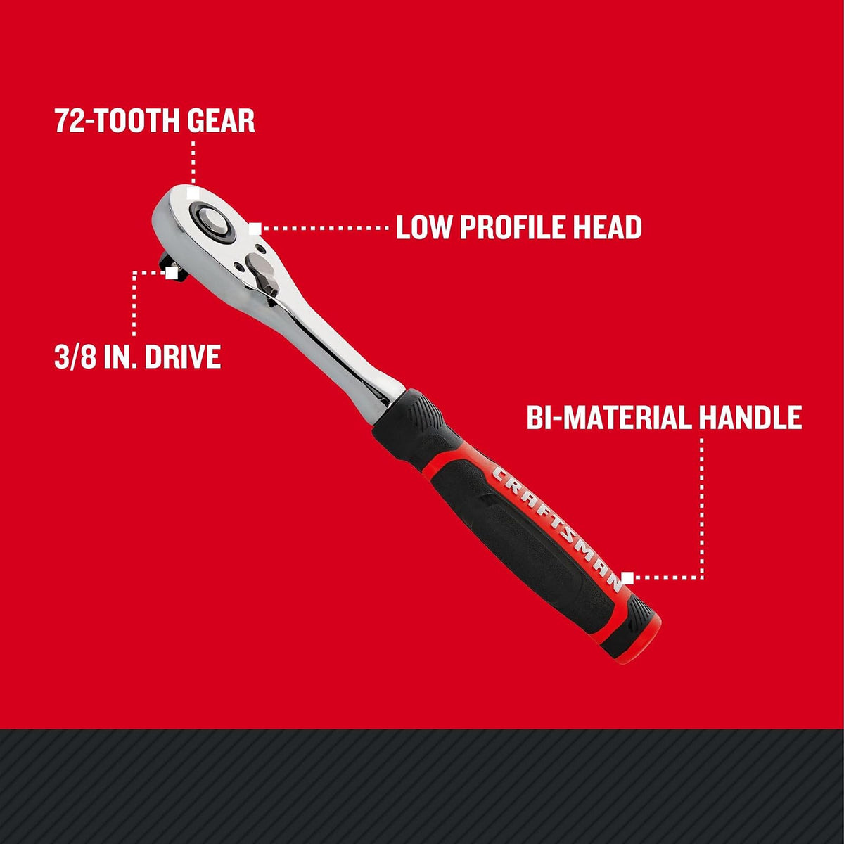 CRAFTSMAN 3/8 pulgadas. carraca de perfil bajo Drive de 72 dientes (CMMT86822)