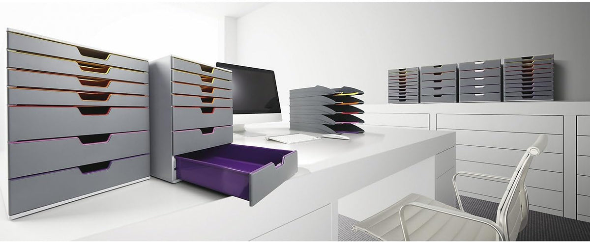 DURABLE VARICOLOR 10, Desk Storage Box, Gray & Multicolor (761027)