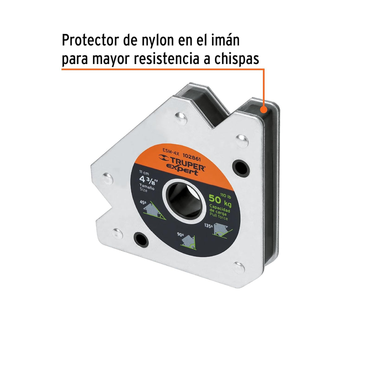Truper Expert ESM-4X, Escuadra magnética 4" para soldar capacidad 50 kg