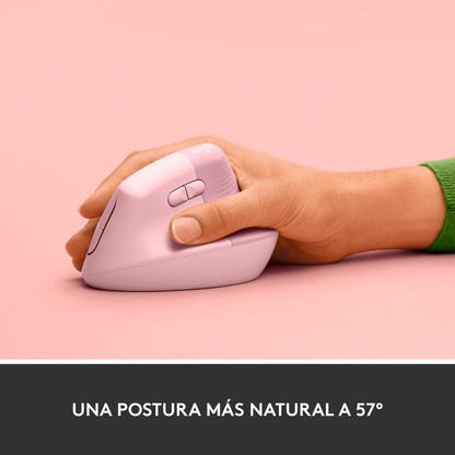 Logitech Lift Mouse Ergonómico Vertical, Inalámbrico, Bluetooth o Receptor Logi Bolt USB, clics Silenciosos, 4 Botones, Compatible con Windows/macOS/iPadOS, Laptop, PC - Rosa
