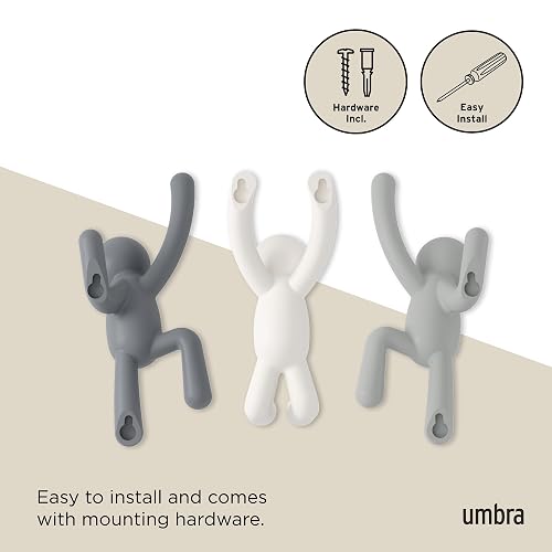 Umbra - 318165-023 Juego de 3 percheros decorativos Buddy para colgar en la pared