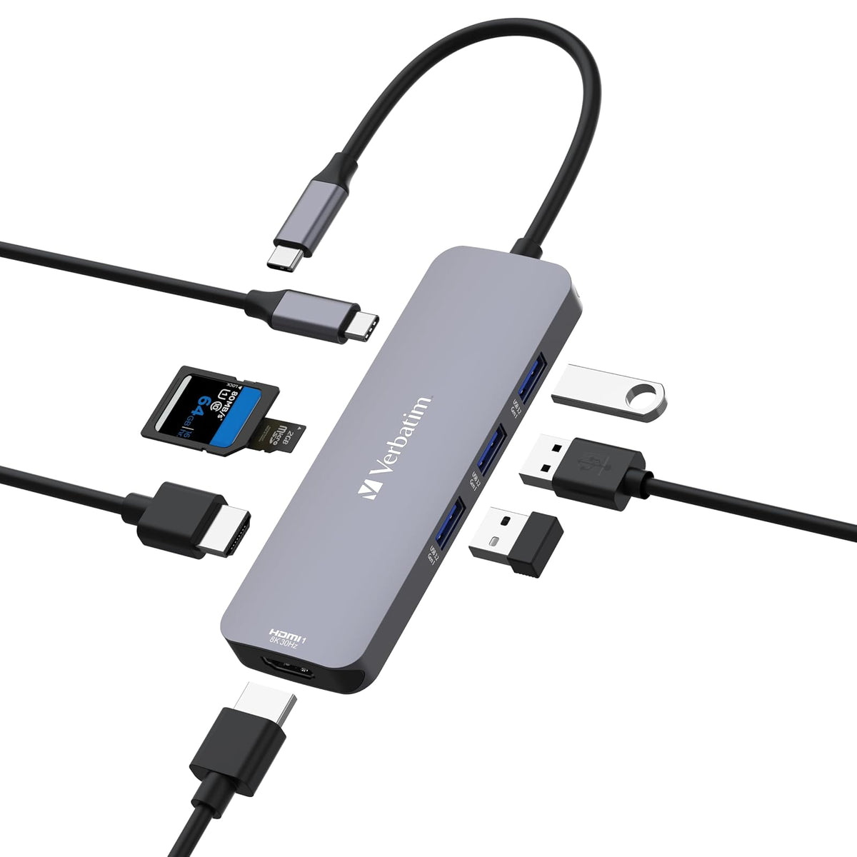 Verbatim Concetrador Multipuerto CMH 08 USB-C™ Pro – 8 Puertos