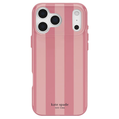 Kate Spade New York Funda para iPhone 17 Pro Max Compatible con MagSafe - Coral Rosa Rayas