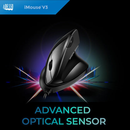 Adesso Imouse V3-TAA - Mouse ergonómico Vertical Ajustable con ángulo de muñeca (Compatible con TAA)