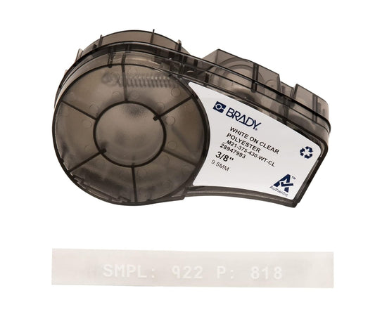 Brady M21-375-430-WT-CL Cartridge, B430 Clear Polyester Material, 0.375" W x 21' L, Clear