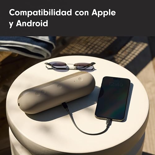 Beats Pill (Última versión)– Altavoz Bluetooth portátil, hasta 24 Horas de batería, Resistente al Agua, Compatible con Apple y Android, Sonido Potente para el hogar, Exteriores y Viajes– Champán