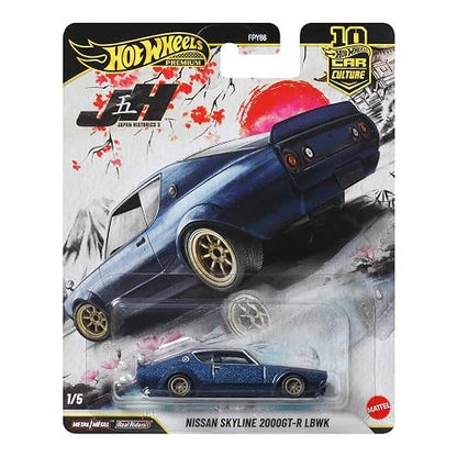 Hot Wheels Collector Cultura Automotriz Nissan Skyline 2GT-R, Auto 1:64 Metal/Metal y Real Riders, para colección y exhibición, 3 años en adelante