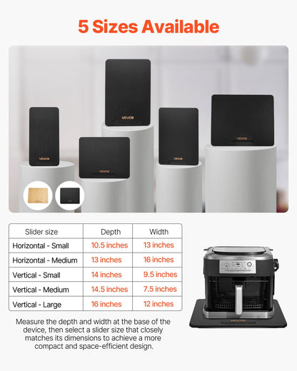 VEVOR - Deslizador para electrodomésticos, Mediano 13 x 16 Pulgadas, Bandeja Deslizante con Ruedas de Goma silenciosas y Mango Hueco, fácil de Limpiar, Bandeja rodante para cafetera, encimera de