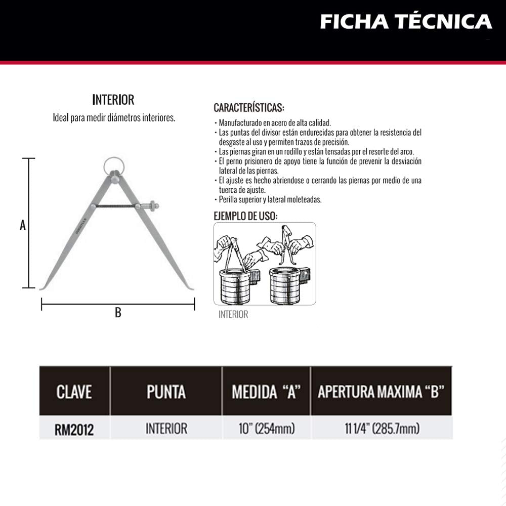 Dogo Tuls RM2012 Compas Punta Interior, 10"
