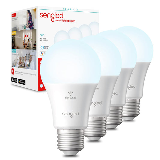 Sengled - foco de luz Alexa, bombillas inteligentes, bombillas inteligentes que funcionan con Alexa y Google Assistant, bombillas WiFi A19 de luz diurna (5000 K), no requiere concentrador, 800 lm