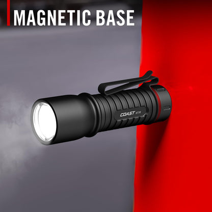 Coast XT7R - Linterna LED recargable de 1500 lúmenes con soporte magnético, enfoque deslizante y clip de bolsillo, color azul