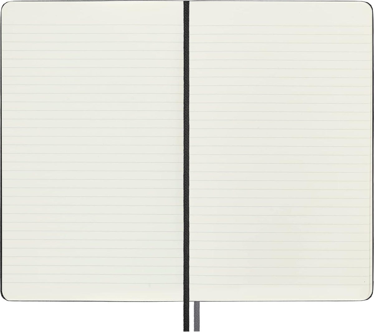Moleskine Cuaderno ampliado clásico, tapa dura, grande (12.7 x 20.8 cm), rayado/forrado, negro, 400 páginas