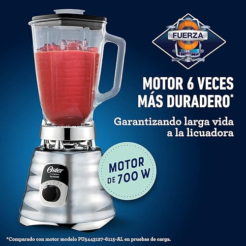 Oster Licuadora Clásica Cromada, con Perilla Ergonómica, de 3 Velocidades, Color Cromo, BLST4655-013