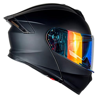KOV Casco Thunder ABATIBLE Negro Mate para Moto Mica Night Vision Certificado Dot