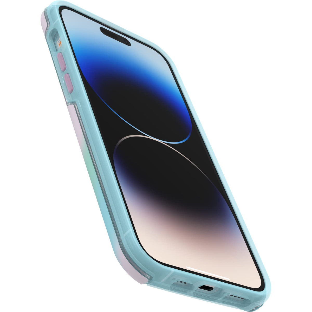 OtterBox - Carcasa Transparente para iPhone 14 Pro MAX Otter + Pop Symmetry Series – Aura Brillante (Rosa), PopSockets Integrados, Delgada, amigable con el Bolsillo, Bordes elevados Que protegen la