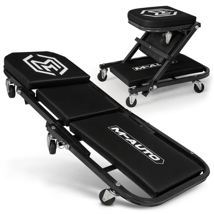 M-Auto Asiento Plegable 2 en 1 para Cochera Rodante y Sentado - Negro - - 91.4 cm (36 pulgadas)