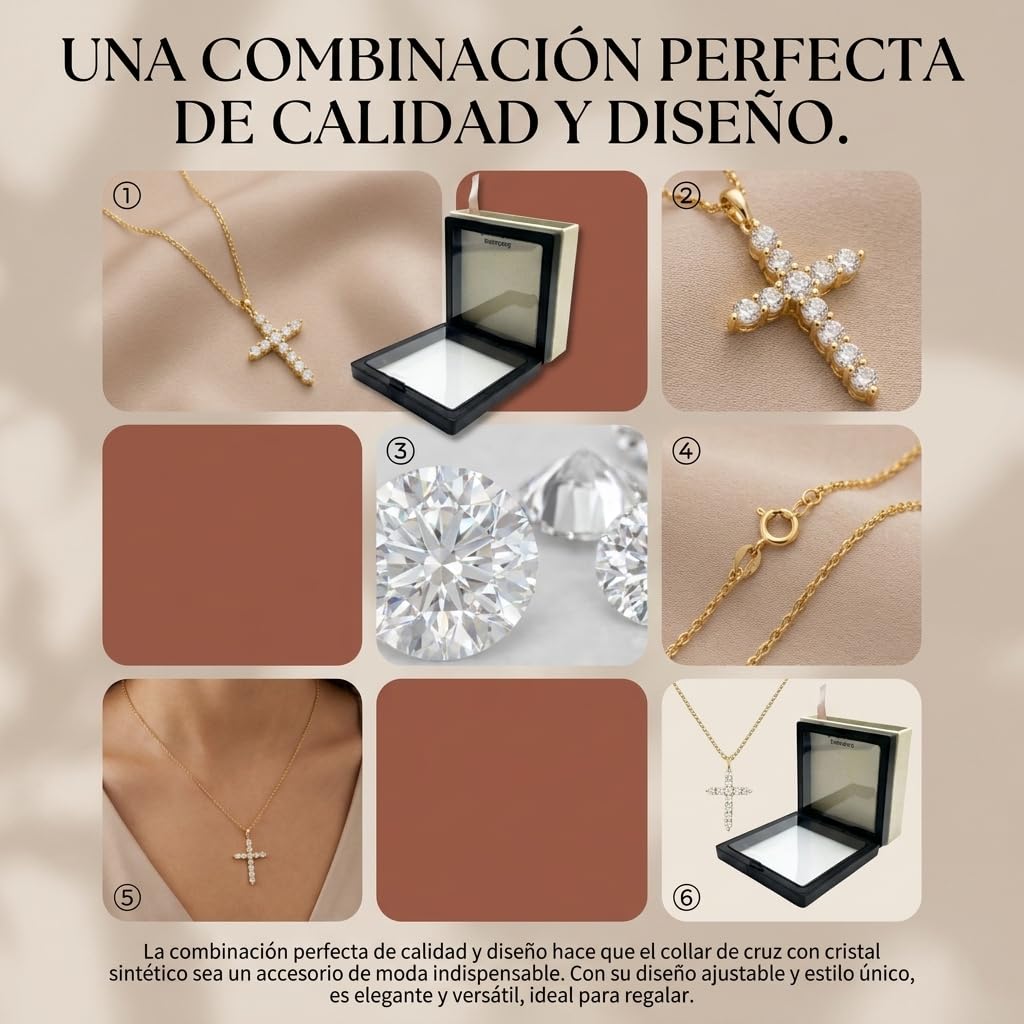 XYPHIELLE Collar de Cruz con Circonias para Mujer, Dije Elegante en Chapa de Oro, Joyería de Fe con Diseño de Ins y Lujo, Regalo de Amor y Protección