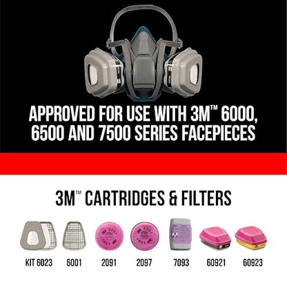 3M Performance P100 filtros de partículas + olores, 2 pares, P100 aprobado por NIOSH, 99,97% de eficiencia de filtración contra aerosoles sólidos y líquidos, para uso con las series 3M 6000, 6500 y