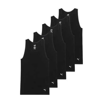 Puma - Playera sin Mangas de algodón Acanalada para Hombre, 5 Unidades