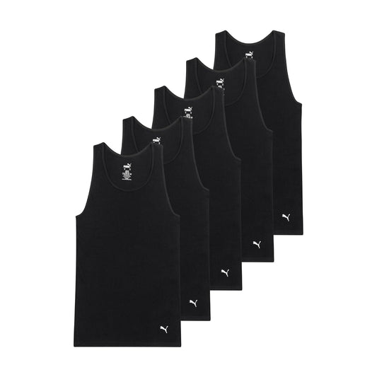 Puma - Playera sin Mangas de algodón Acanalada para Hombre, 5 Unidades