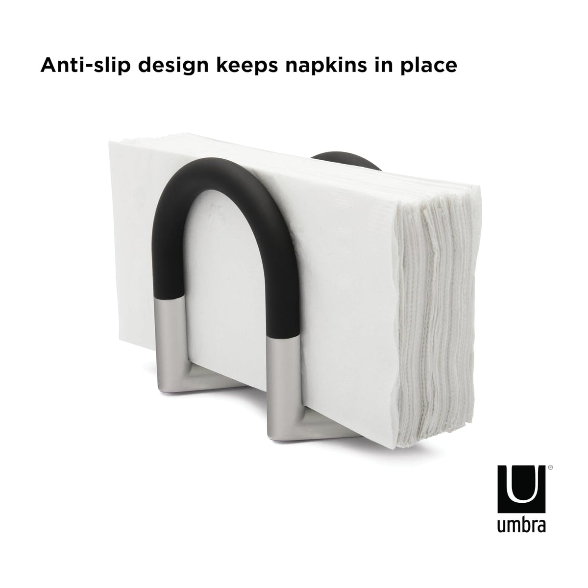Umbra Swivel Servilletero de Mesa Flexible de Metal Antideslizante para Cocina y Comedor, Plateado