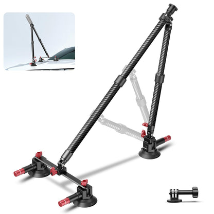 NEEWER - Kit de Montaje para Automóvil con Triple Ventosa, Soporte para cámara de Fibra de Carbono con Adaptador de cámara de acción, riel NATO y Poste de extensión de 60 cm Compatible con GoPro Insta360