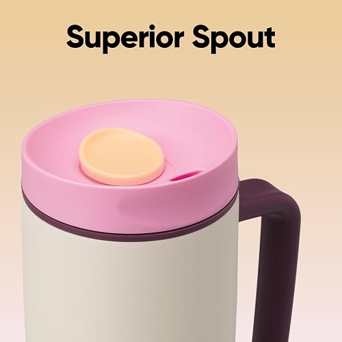 Owala SmoothSip Slider Insulated Stainless Steel Coffee Tumbler with Handle, Reusable Iced Coffee Cup, Hot Coffee Travel Mug, BPA Free, 24 oz, Daybreak