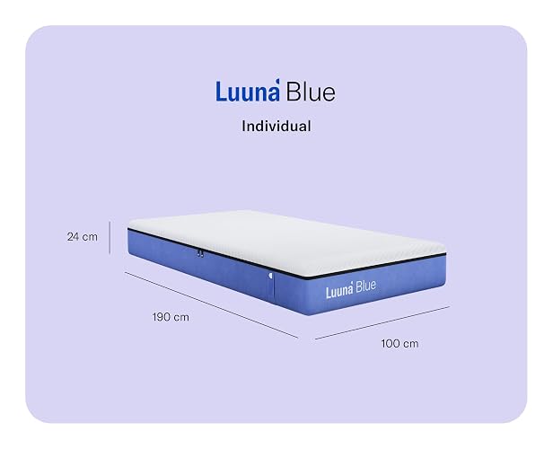 Luuna Blue Colchón Individual, Colchón Memory Foam, 24cm de Altura, Firmeza Media, Colchones en Caja, 3 Capas de Espuma de Alta Densidad, Colchón Fresco