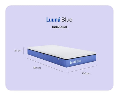 Luuna Blue Colchón Individual, Colchón Memory Foam, 24cm de Altura, Firmeza Media, Colchones en Caja, 3 Capas de Espuma de Alta Densidad, Colchón Fresco