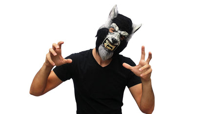 Gray Howling, Máscara de Feróz Hombre Lobo, Máscaras de Wolfman Mosntruos Mitológicos Ideal para Halloween y Fiestas de Disfraces