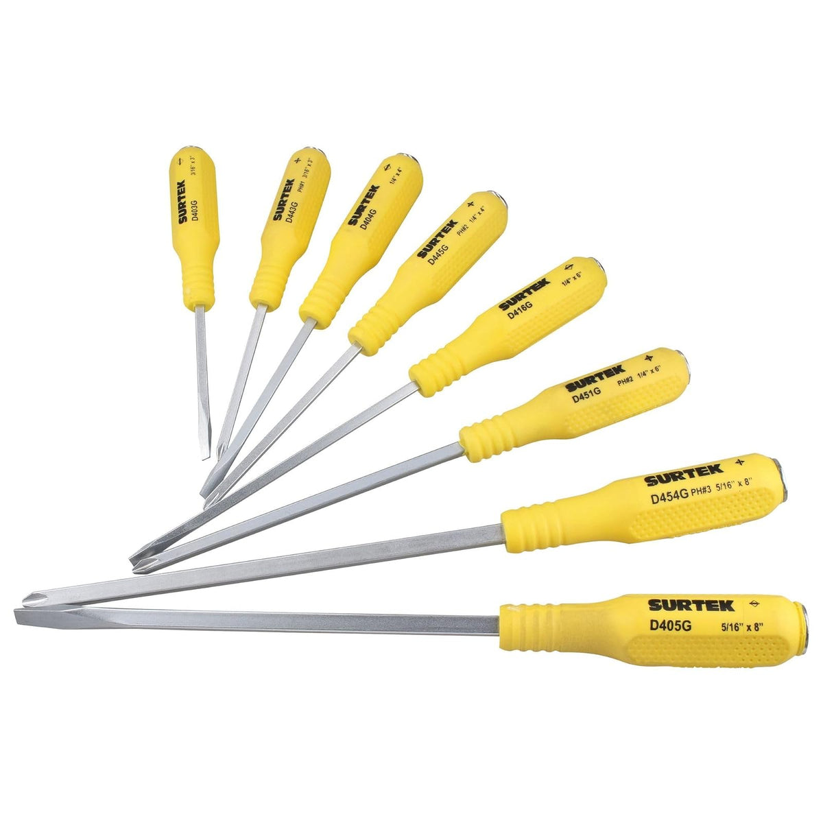 Surtek D400G Juego de 8 Piezas Destornilladores de Golpe, color amarillo