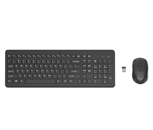HP Combo Teclado en Español y Mouse Inalámbricos 330, Portátiles, Conectividad Inalámbrica de hasta 10 Metros, 2,4 GHz, Windows/Mac OS, Negro (2V9E6AA)