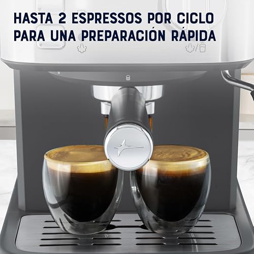Oster Cafetera Compacta Espresso con 15 Bar y hasta 2 Espressos por Ciclo | Prepara espresso, cappuccinos y lattes, compatible con cápsulas Dolce Gusto, incluye accesorios,