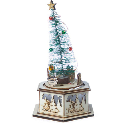 Running KY19A117A Decora Villas navidenas Adorno navideño con Caja Musical Arbol Giratorio, Cafe Claro