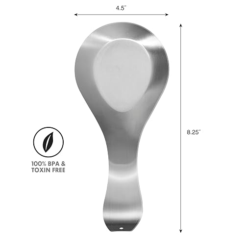Oggi Descanso de acero para cuchara, Stainless, 8.25 inch by 4.5 inch, 1