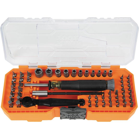 Klein Tools 32787 Juego de destornilladores de precisión de 64 piezas con carcasa modular, magnético, precisión, brocas estándar y tuercas
