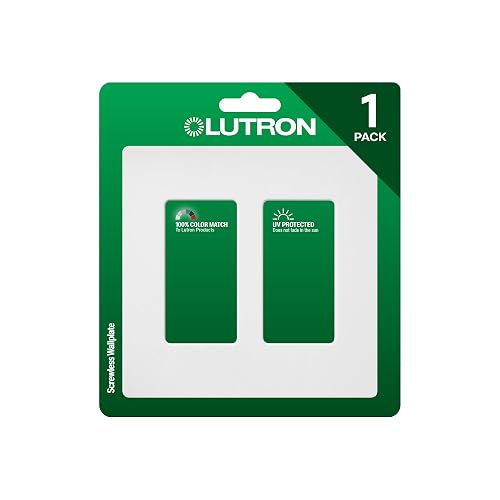 Lutron Claro Placa de pared con 2 pines, SC-2-SW, 1 paquete, Nieve | Cubierta de placa de pared sin tornillos, uso con todos los interruptores y enchufes decoradores, plástico duradero, SC-2-SW