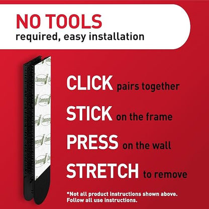 Command - Tiras grandes para colgar fotos de 15 libras, 20 pares, (40 tiras de mando) sin daños, sin herramientas, ideal para decoración del hogar, calcomanía negro