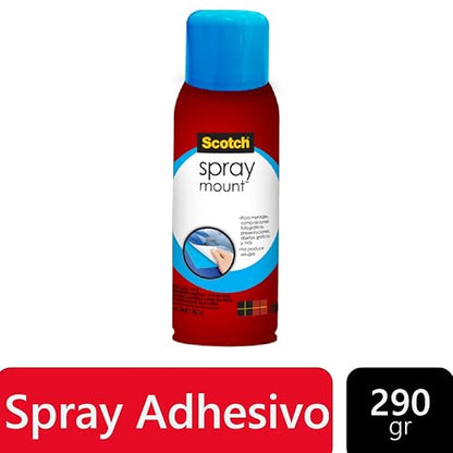 SCOTCH 3M Adhesivo en Aerosol Reposicionable con Fijación Temporal 1 pieza | Ideal para materiales impresos y fotografías, Adhesión reposicionable, No daña la superficie, Color Transparente