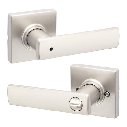 Kwikset Breton Manija para Puerta Reversible con Cerradura - Níquel Satinado - 1 paquete - Privacidad